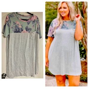 Chic Soul- Sunday Mornings Dress, Heather Grey-Ivory